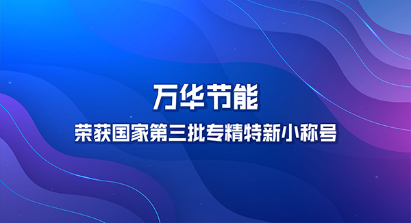 万华节能荣获国家第三批专精特新小巨人称号