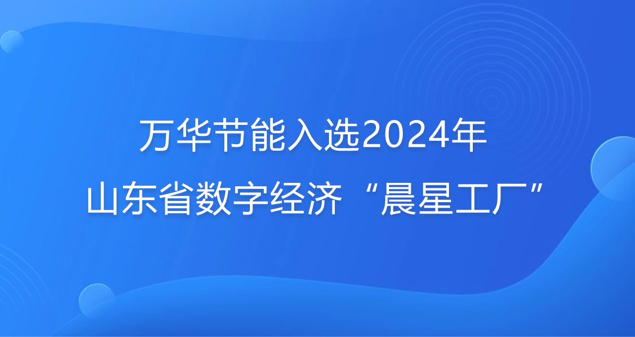 再添新彩！万华节能入选2024年山东省数字经济“晨星工厂”